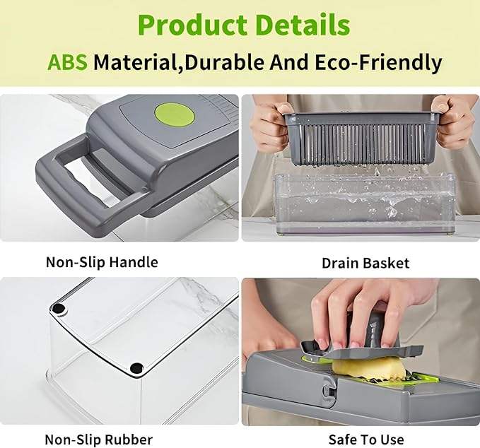 14 in 1 Multifunctional Vegetable Chopper, Mandoline Dicer, Slicer, With Container Box